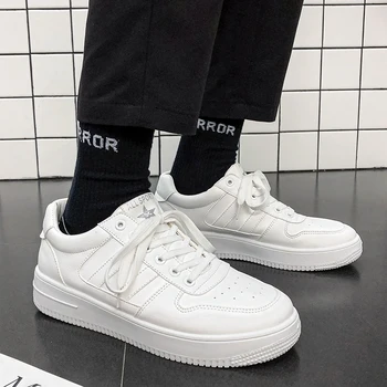 

Hot Style Men's Fashion Sneakers Breathable Comfortable Sneakers Lace Up Joker simple Outdoor Board Shoes white Low Flats Shoes