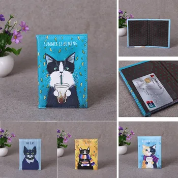 

Cartoon Animal Cat Travel Passport Cover Women Men Passport Credit Card Holder Case Pu Leather Business Card Passport Wallet