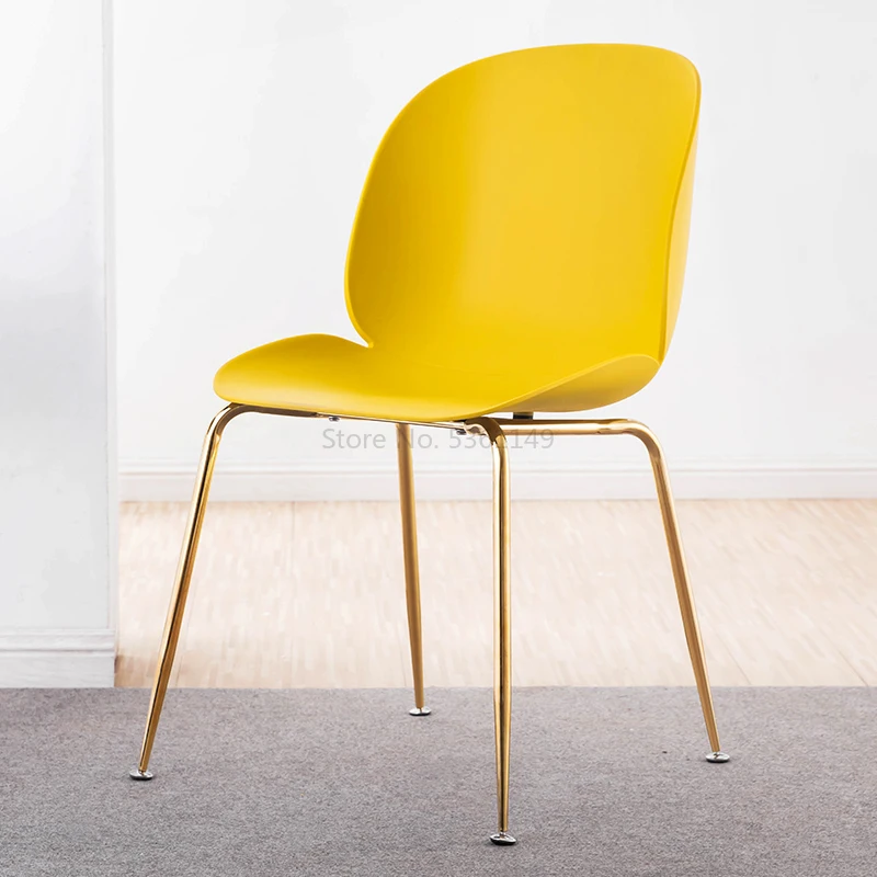 

Nordic Net Red Chair Modern Minimalist Light Luxury Gold-plated Stool Backrest Restaurant Home Shell Dining Chair