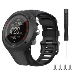 Enhanced Silicone Sport Watch Strap - Durable Replacement Band for Suunto Ambit3 (Black)