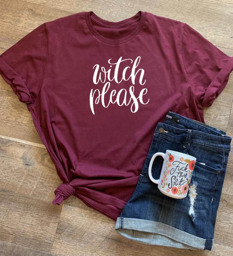 

Witch Please Graphic Printed New Arrival Women's Summer Funny Casual 100%Cotton T-Shirt Halloween Shirt Funny Witch Shirt