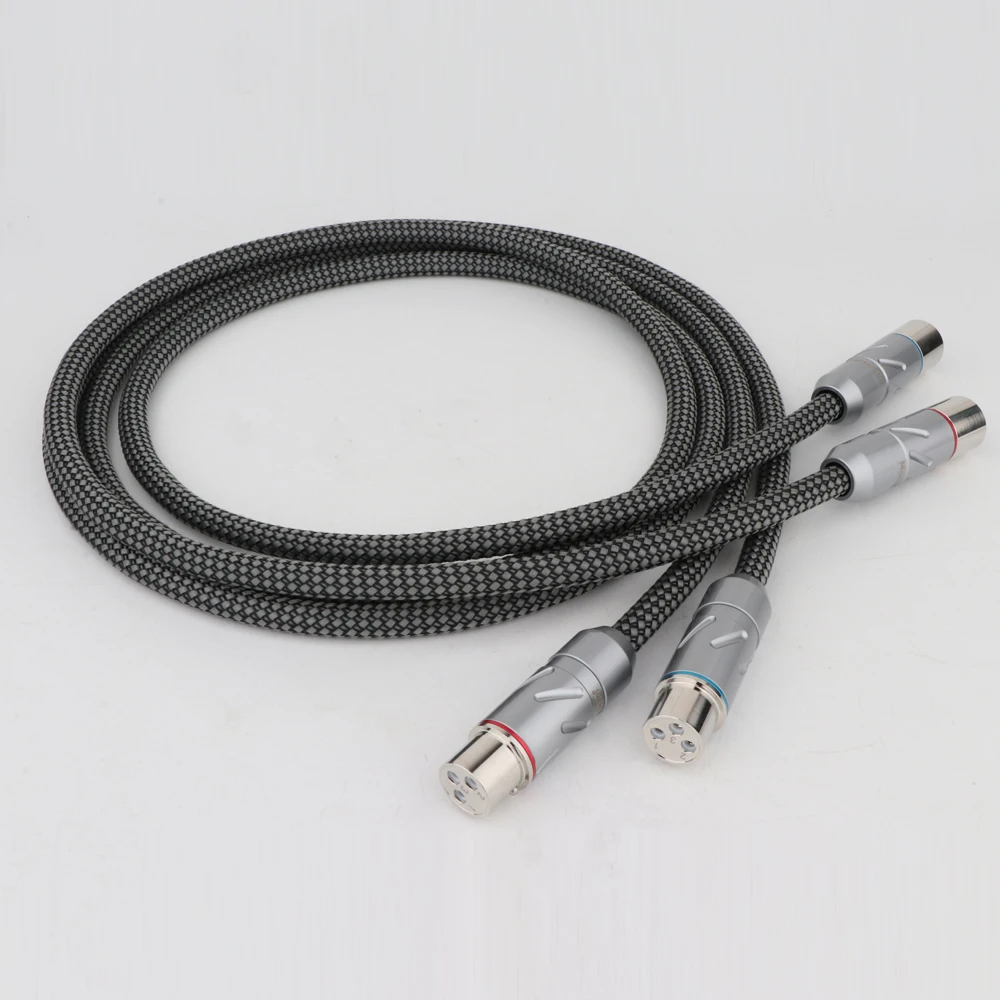 Monosaudio A202R HiFi Balanced kabel 5N OFC koper verzilverde stekker voor het aansluiten van de signaalkabel, kabelbouwadapter verbindingskabel voor cd-speler (1,5 m/4,9 ft