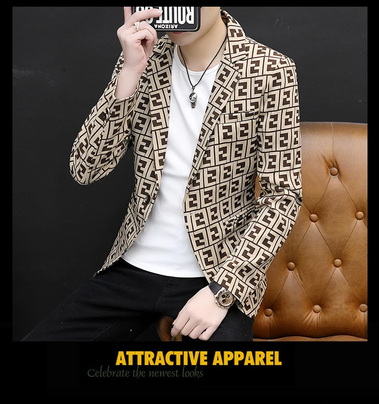 áo khoác blazer Plaid Print Blazer Jacket Men Korean Trend Streetwear Mens Clothing Casual Suit Coat Male Slim Fit Blazer Masculino Plus Size3XL men blazer