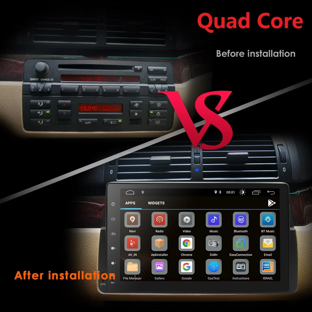 Sale Car 1 din radio android 9.0 GPS Navi for BMW E46 M3 318i 325 320i autoradio navigation head unit multimedia video stereo 4/8Core 5