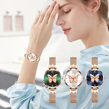 

OLEVS Women Butterfly Watch Fashion and Casual Waterproof Rose Gold Mesh Steel Strip Quartz Bracelet Wristwatch Gifts for Ladies