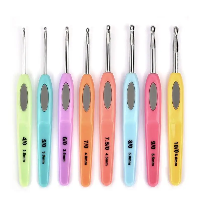 8Pcs Colorful Mix Size 2.5mm-6mm Crochet Hook Knit Weave Yarn Craft  Knitting Needle Plastic Handle Knitting Hooks Needles Tools