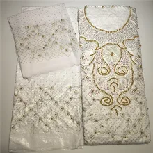 Дубай дизайн Лидер продаж Базен парча богаче Getzner камни бусины Морская раковина одежды кружевной материал 2+ 2+ 3 ярдов для платья