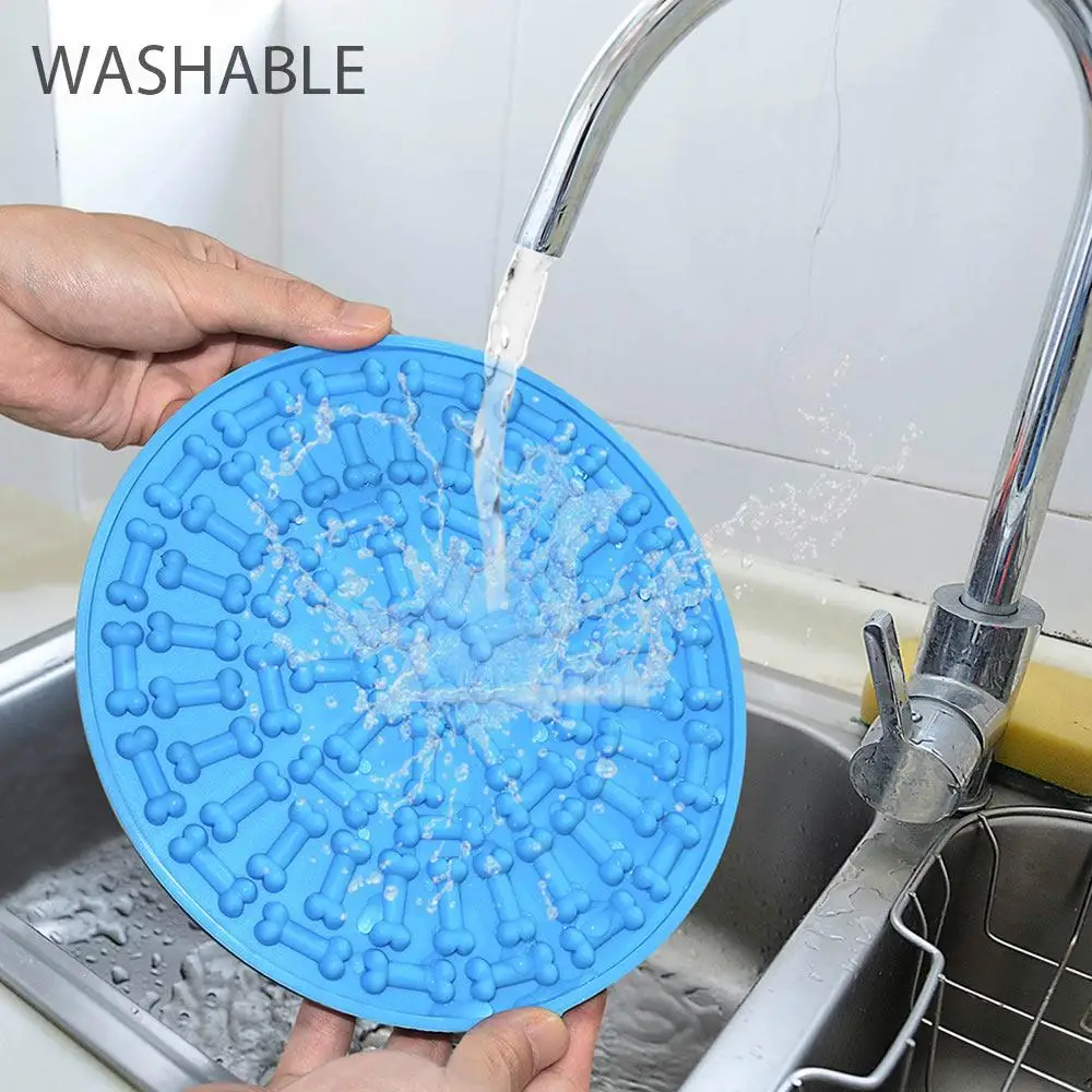 

Pet Lick Mat Bone Pattern Bathing Grooming Wall Dog Lick Pad Creative Food Grade Silicone Prevention Of Swallowing Puppy