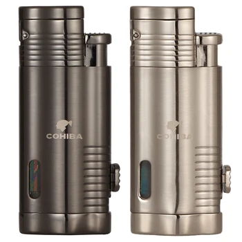 

Butane COHIBA Gas Lighter Windproof Metal Torch Jet Flame Lighter Smoking Punch Cutter Tool Pocket Cigarette Cigar Lighters