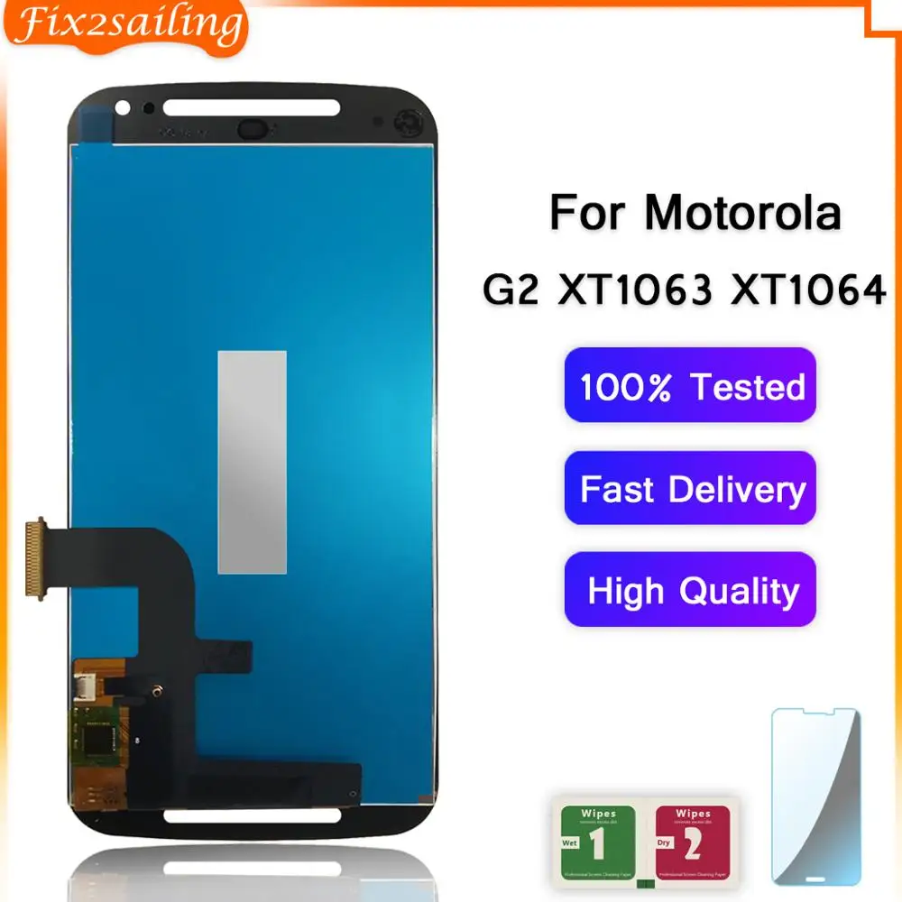 100% протестированный ЖК экран сенсорный дигитайзер сборка Замена для Motorola Moto G2 G + 1