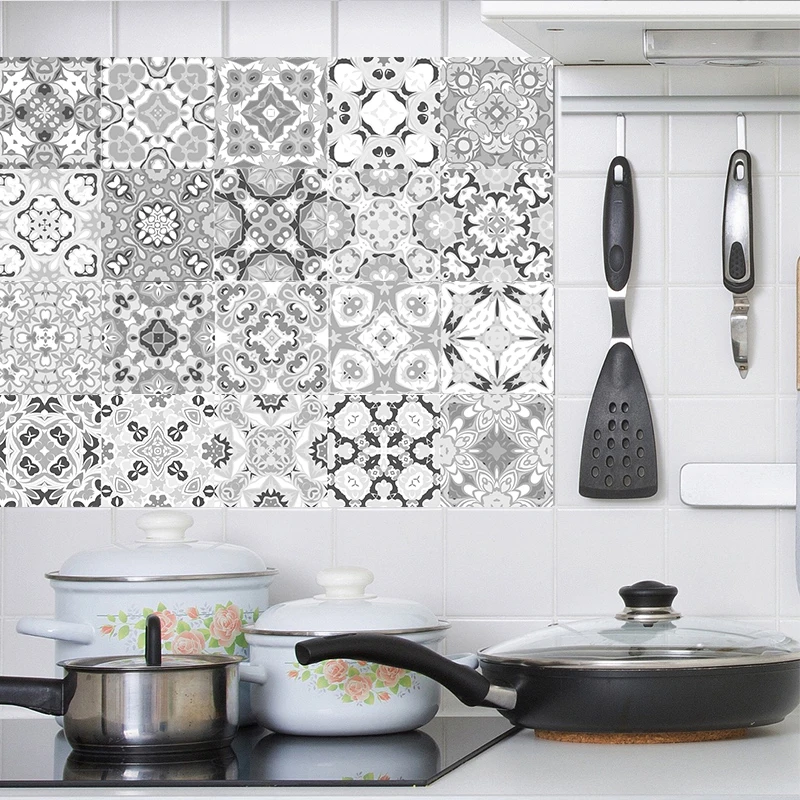 Серая винтажная плитка наклейки ванная комната кухня Backsplash водонепроницаемые