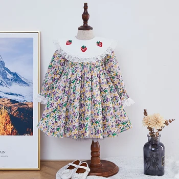 

Kids Dress for Girl Princess Dreess Baby Lolita Dresses Spanish Style Children Party embroidery stawberry design Frocks