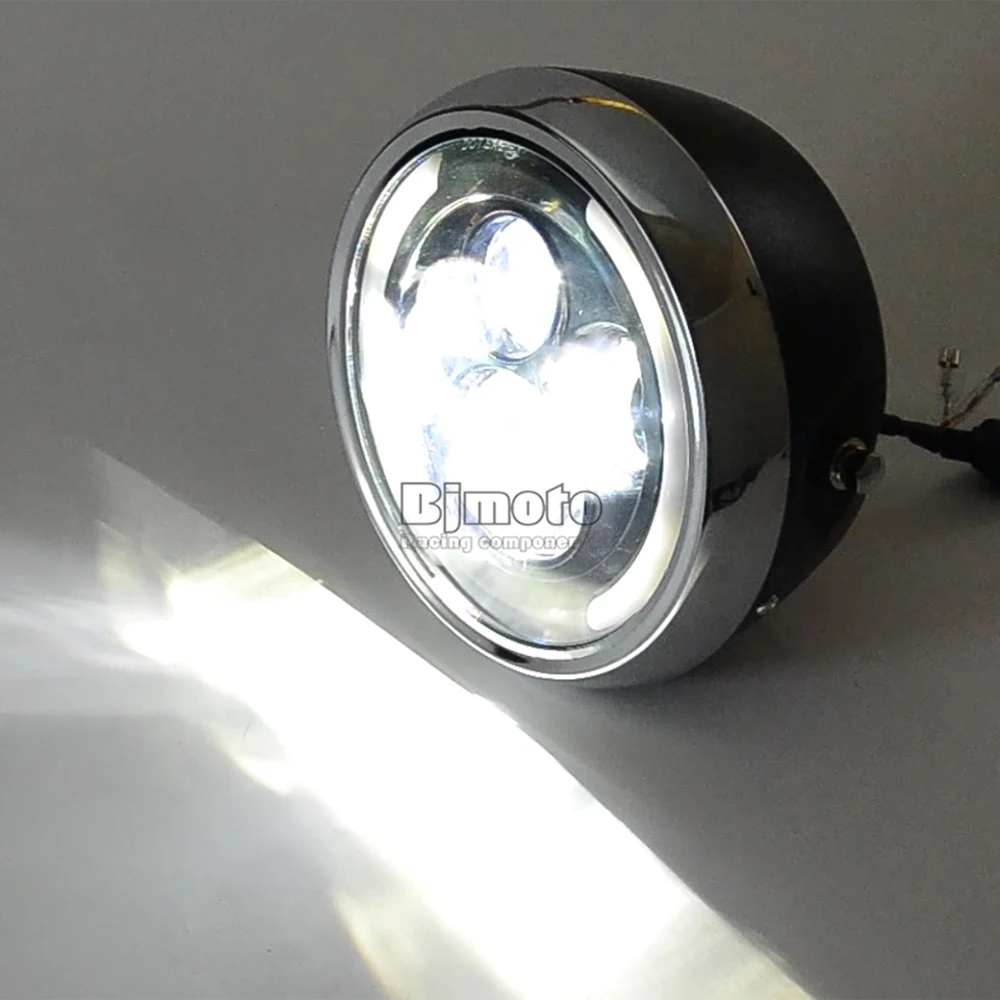 " мотоциклы светодиодный фары светодиодный H4 Halo Angel Eye DRL Янтарный сигнал поворота для Виктории Yamaha Cafer Racer Chopper Bobber