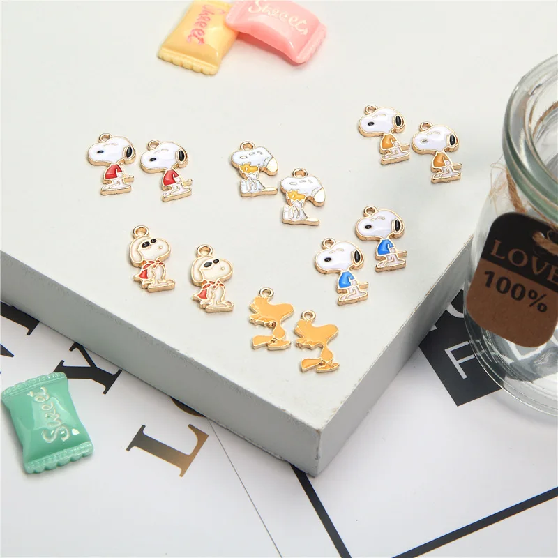 10pcs Cartoon Dogs Enamel Charms Lovely Animals Doggy Alloy Pendants Dangle Fit DIY Bracelet Earring Jewelry Accessories FX452