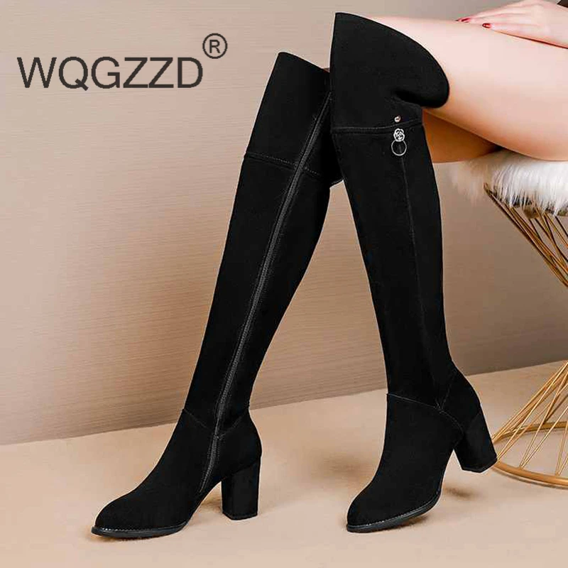 Bottes femme/высокие сапоги до бедра женская зимняя обувь Сапоги выше колена из