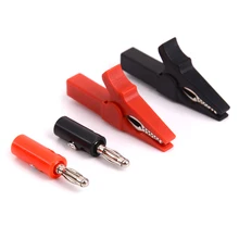  4pcs 55mm Alligator Clip + Banana Plug, Test Probe With 4mm Banana Plug Cable Clips Red +black 