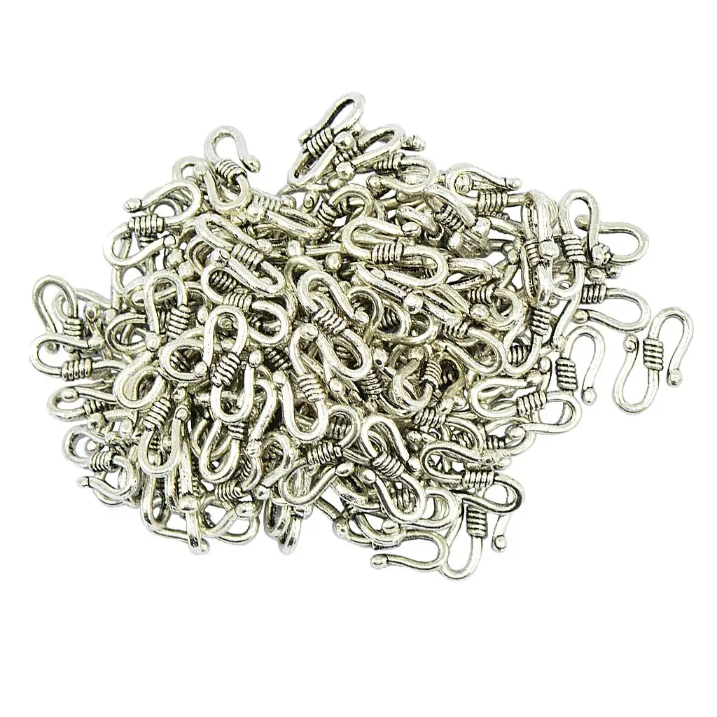 100 Pieces Tibetan silver color S Hook Clasp DIY Jewelry Earring Findings 15x8mm