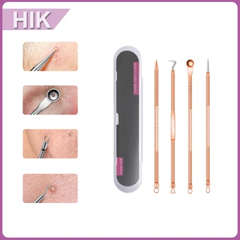 

4pcs/set Blackhead Remover Tool Fat Particles Comedo Pimple Acne Blackhead Extractor Removal Needles Face Care Tool Pore Cleaner