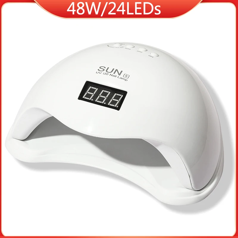 

48W SUN5 UV Lamp 24PCS LED Nail Dryer For All Gel Polish Dual Power Quick Drying With Auto Sensor Manicure Salon Lamp