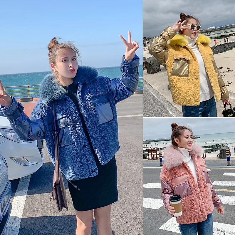 

Fur Lambs Wool Cotton-padded Clothes Women's 2019 Winter New Style Trend WOMEN'S Dress Korean-style Short-height Slimming Coat F