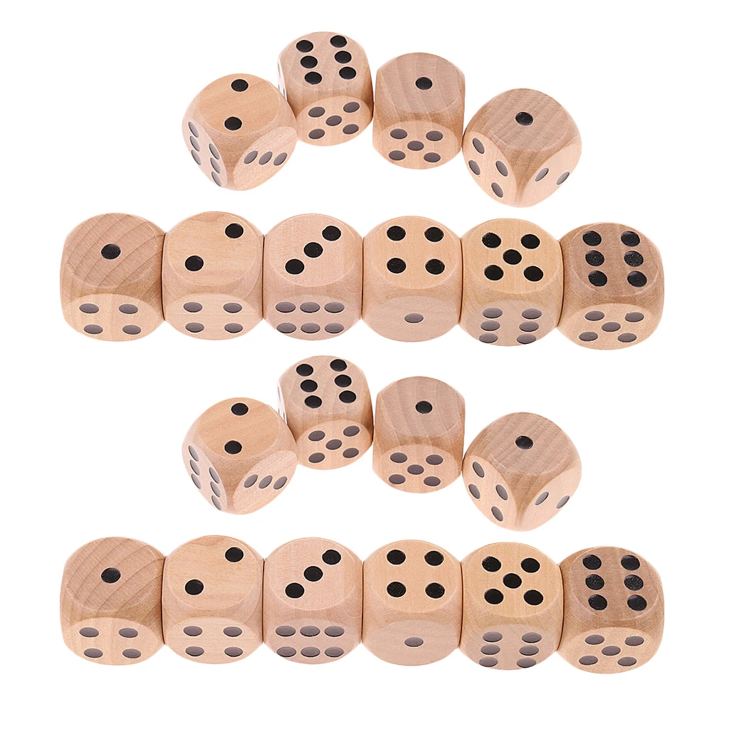 2 Bags Six Sided Dices Spotted D6 Die for TRPG DND MTG Party Roleplay Toy Natural