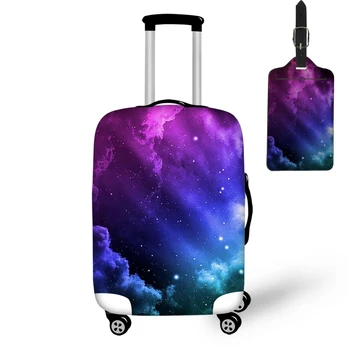 

Thikin Convenience Travel Luggage Cover and Tag with Pretty Colorful Galaxy Print Pattern Box Case Simple Covers for Tourism