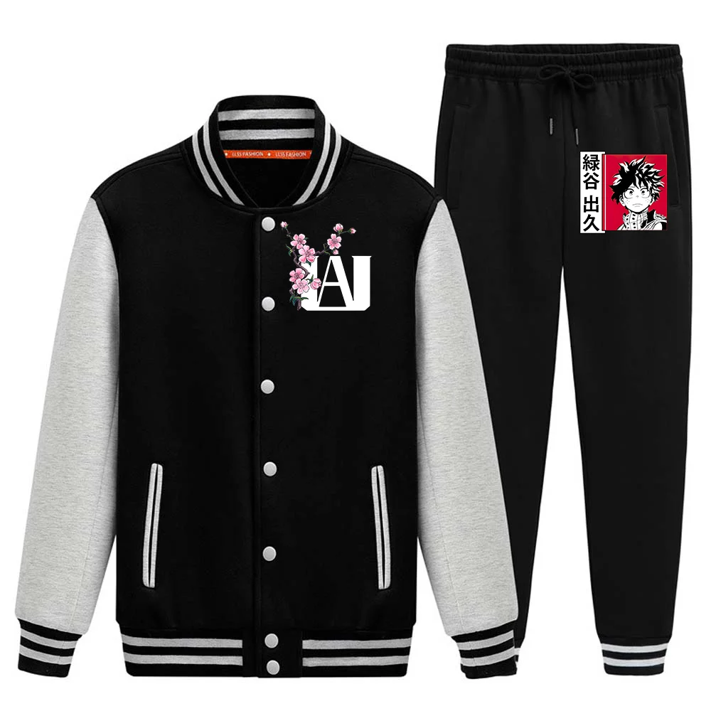 My Hero Academia Baseball Suit Cosplay Deku Print Two Piece Unisex Cardigan Botton Solid Warm Long Sleeve Coat Jacket 2021