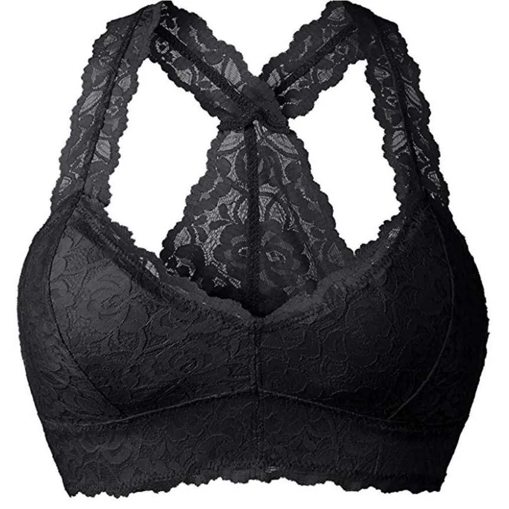 

MUQGEW maternity bra cotton Floral Lace Bralette bra women Vest Bra Padded Breathable Racerback Bra WY8