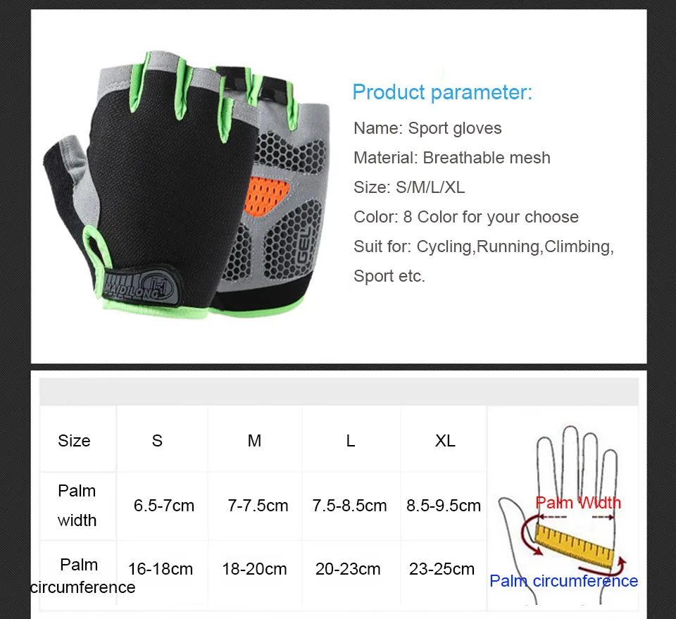 Fitness Gloves Half Finger Breathable Anti-slip Weightlifting