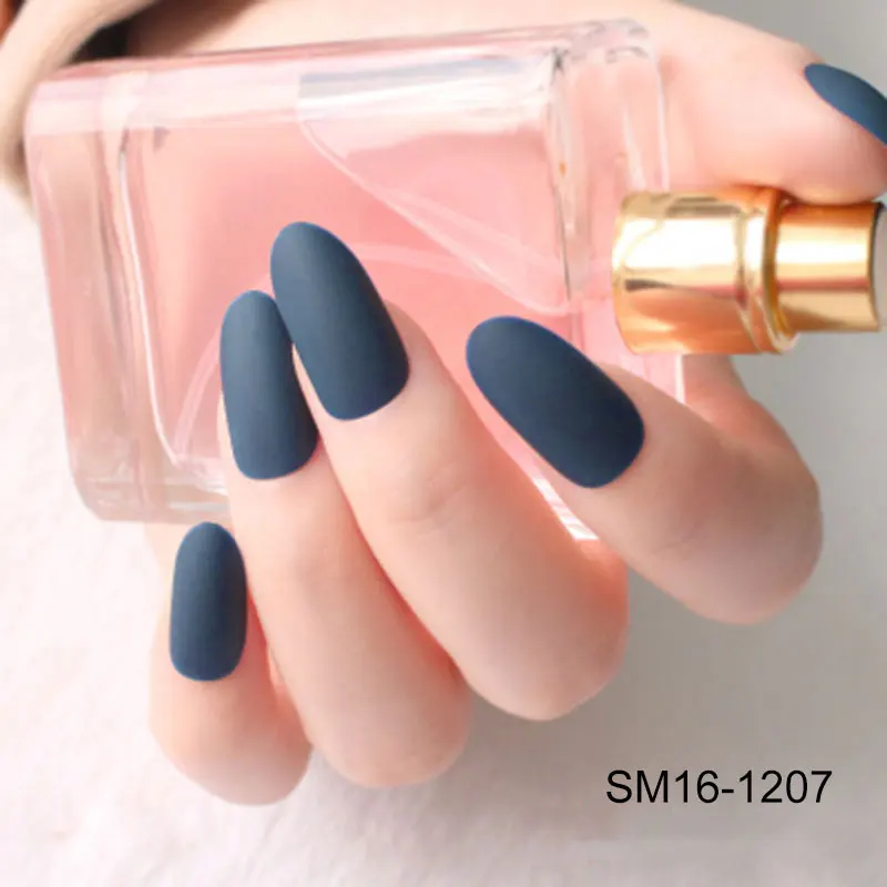 24pcs Frosted Matte Fake Nails Tips Rounded Head DIY Manicure Bride False Nails JS11 - Цвет: SM16-1207