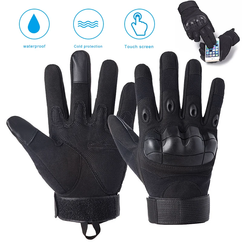 Vehemo Black черные гоночные перчатки полный палец перчатки с сенсорным экраном утолщенные ветрозащитные Мотоциклетные Перчатки Нескользящие мужские