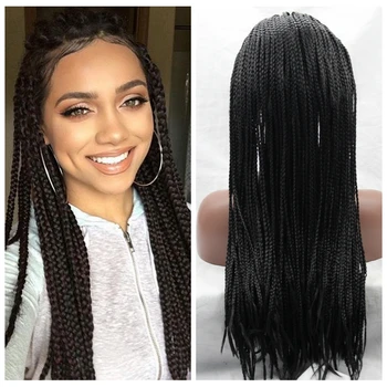 

Long Box Braids Braided Wigs Heat Resistant Wig 13X4 Synthetic Lace Front Wig for Women Black Wigs with Baby Hair High Quality