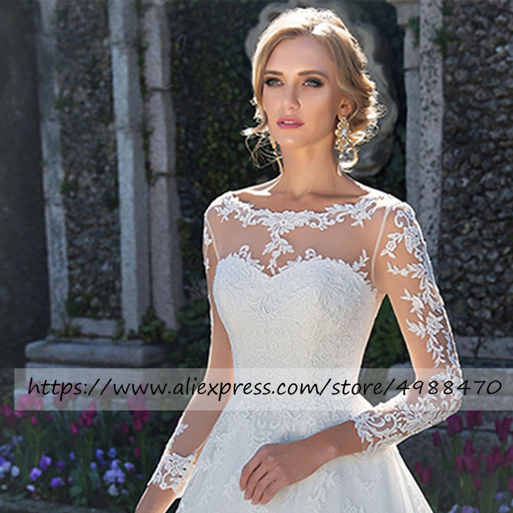 Vestido De Novias Свадебное платье на шнуровке с длинными рукавами винтажное свадебное платье размера плюс Кружевные Аппликации Свадебные платья