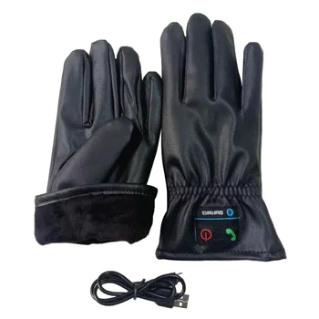 

PU Leather Touch Screen USB Cable Calling Rechargeable Portable Wireless Autumn Winter Warm Mobile Bluetooth Gloves