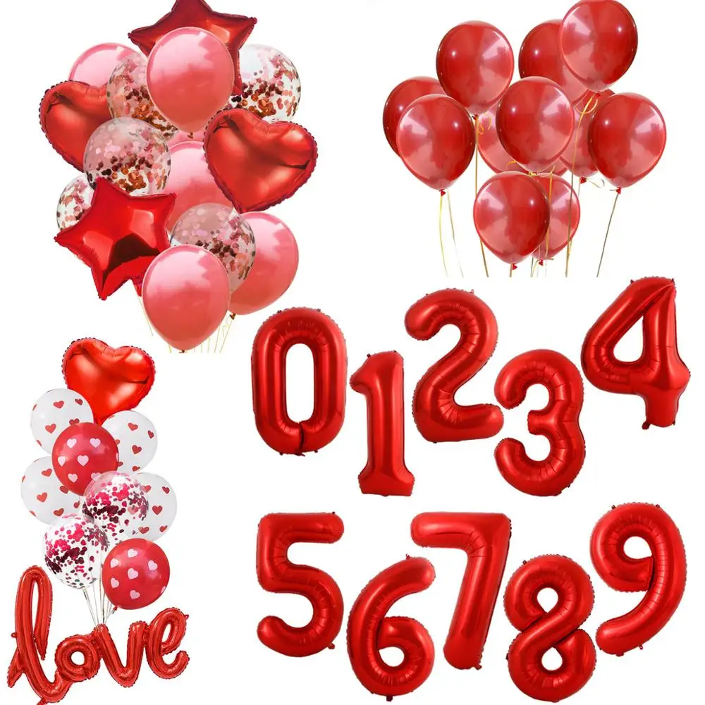 40 дюймовые воздушные шары из фольги с красными цифрами 0 1 2 3 4 5 6 7 8 9 днем рождения