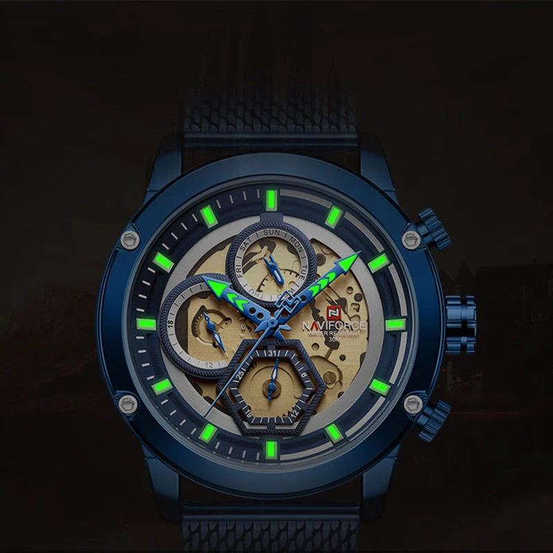 Топ NAVIFORCE мужские часы брендовые Роскошные Модные Кварцевые водонепроницаемые мужские часы спортивные стальные военные наручные часы Relogio Masculino