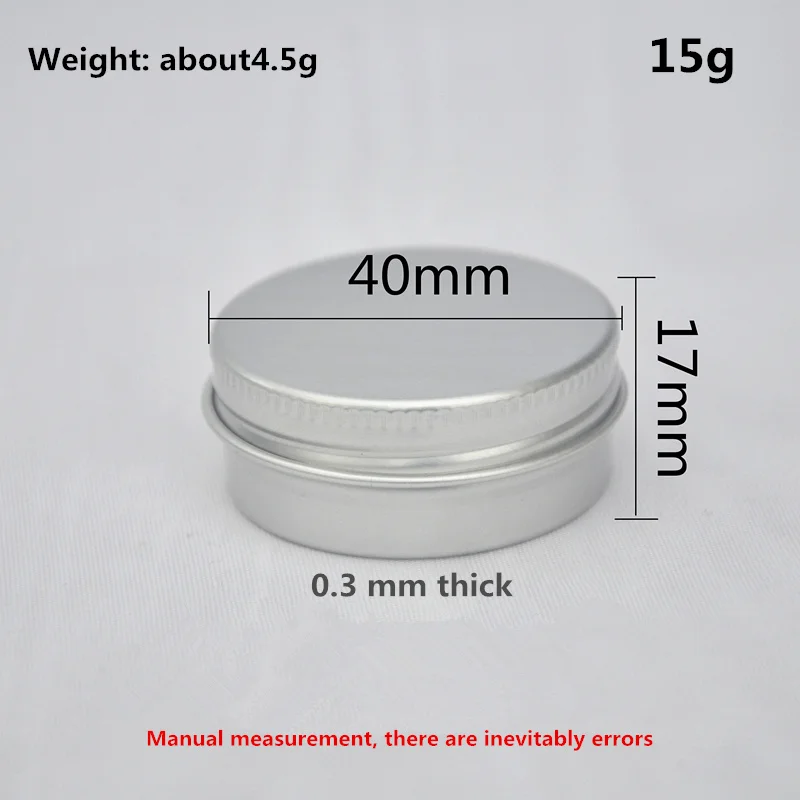 

15g Cream Jar Round Tin Cosmetic Lip Balm Containers Nail Craft Pot Refillable Bottle Screw Thread Lids Empty Aluminum Cans