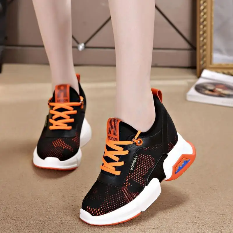 

2019 Autumn Casual Elevator Shoes Women's Korean-style New Style Athletic Shoes Women's Wear-Resistant Within Dad Solid Color Br