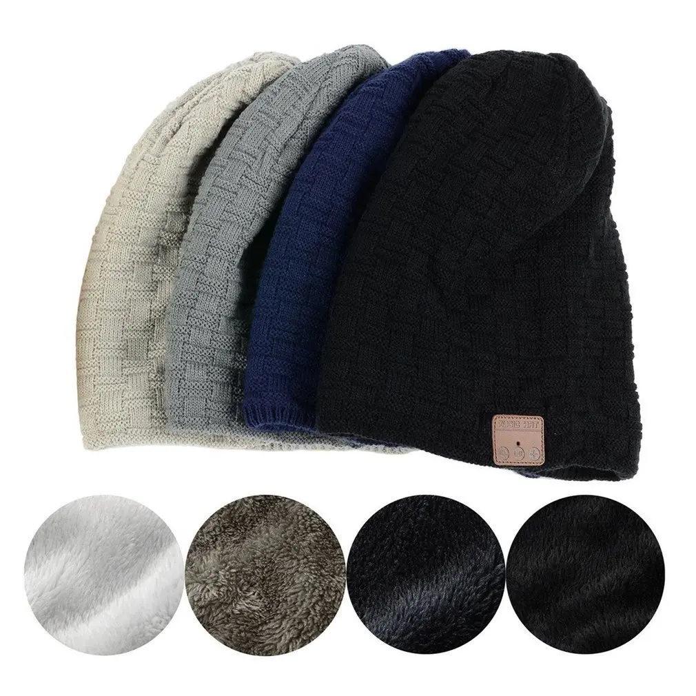 Wireless Bluetooth 4.2 Smart Cap Warm Winter Beanie Hat Multifunction Headphone Headset Speaker Mic Thickened Velvet Hat