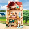 Simulation Kitchen Forest Family Small House Double Three- Story Villa Reindeer  Animal Model Girl Dollhouse Furniture Toy Gifts 1