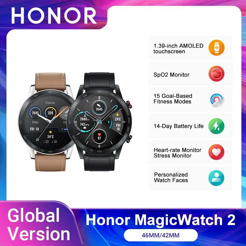 Глобальная версия часов Honor Magic 2 умные часы Bluetooth 5 1 мониторинг кислорода в крови