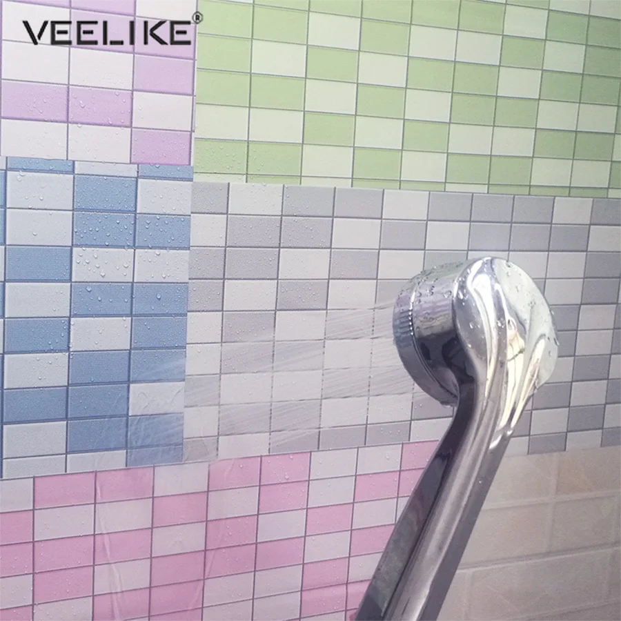 

Home Decor Peel and Stick Wall Paper Roll Bathroom Mosaic Waterproof PVC Wallpaper Sticker Removable Self Adhesive Contact Paper