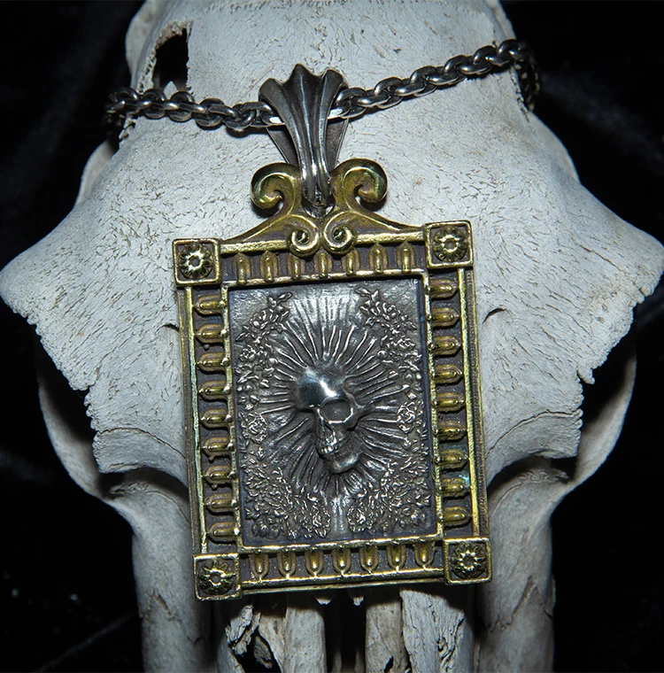 Дизайн 925 Серебряный кулон в виде черепа индивидуальное мужское хип-хоп ожерелье серебряное винтажное ожерелье подвеска