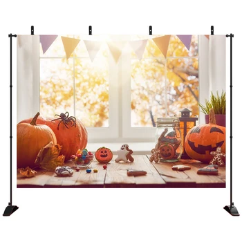 

Halloween Backdrop Bright sunny background Smiley pumpkin Photography Photo Background for kids Studio Prop