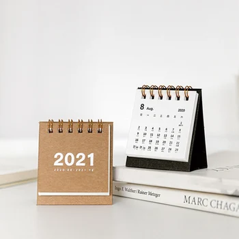 

1PC Mini 2021 Desk Calendar Simple Solid Color Desktop Paper Calendar Daily Scheduler Table Planner Office Supplies