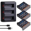 3pcs 1300mAH AB1 Rechargeable Li-ion Battery Pack +3-Ports USB Charger for DJI Osmo AB1 Action Sport Camera