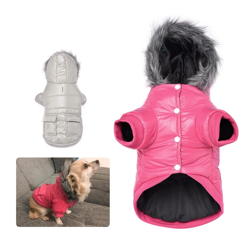 Зимняя ветровка с капюшоном для собак, мягкое теплое пальто для домашних животных, холодная погода одежда для щенков