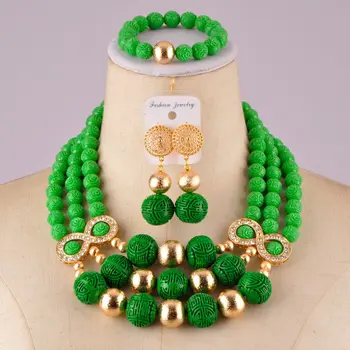 

green artificial coral beads gold jewelry sets nigeria wedding african coral beads necklaces set for women