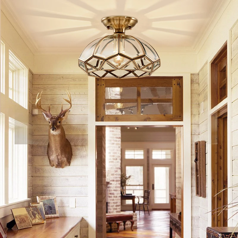 Светодиодный потолочный светильник в американском стиле медный винтажный для