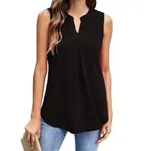 

60%HOTWomen V Neck Sleeveless Vest Solid Color Loose Crop Top Bottoming Blouse